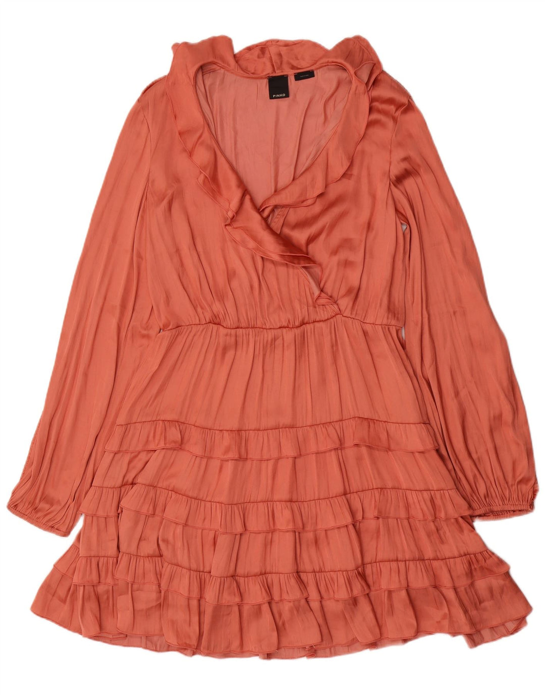 PINKO Vestido escalonado de manga larga para mujer UK 46 Grande Rosa