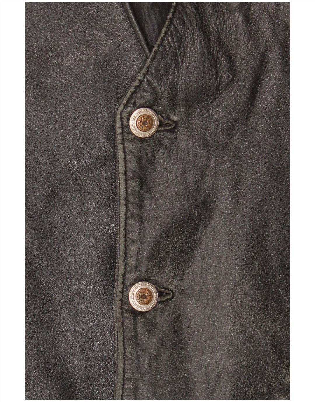 VINTAGE Chaleco de cuero para hombre IT 52 Cuero negro grande