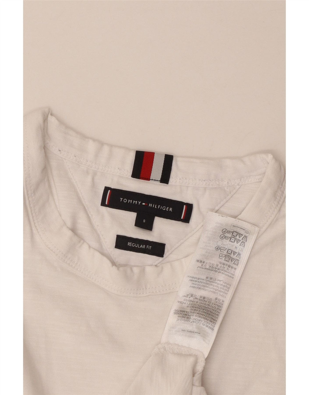 Tommy Hilfiger Camiseta Regular Fit para Hombre Top Small White Cotton
