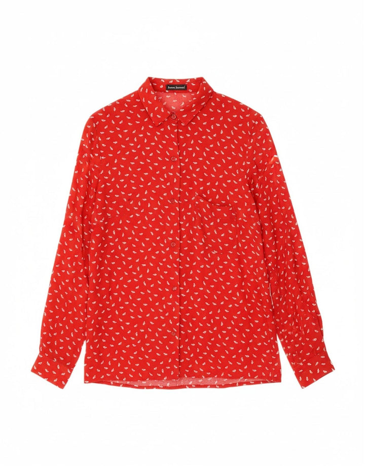 LOUIS LONDON Womens Abstract Pattern Shirt EU 44 XL Red Viscose