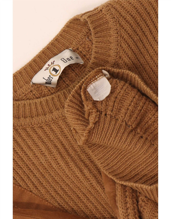 Jersey de cuello redondo para hombre Number 1 XL Lana marrón