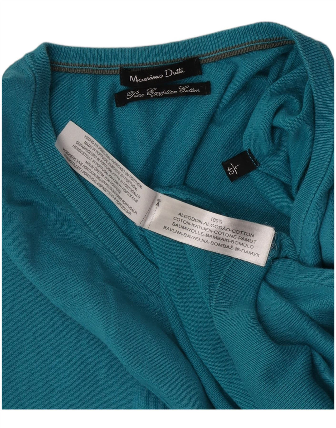 Massimo Dutti Jersey Con Cuello En V Hombre Large Azul Algodón