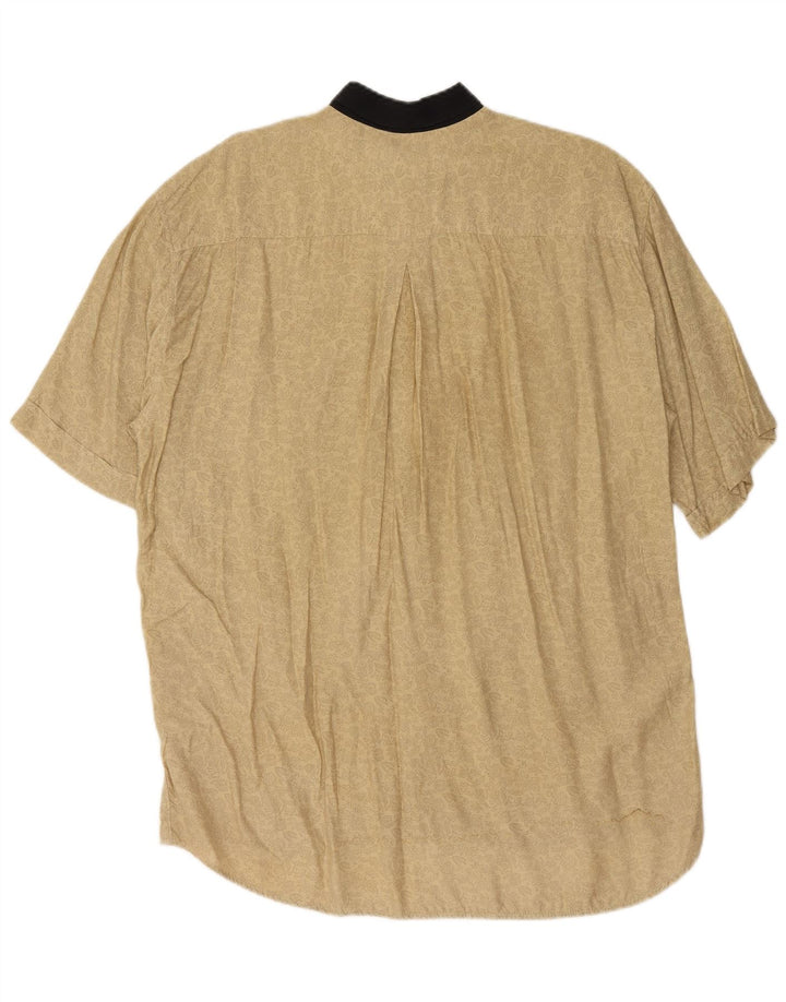 Mac Fashion Camisa holgada de manga corta para hombre de viscosa floral beige pequeña