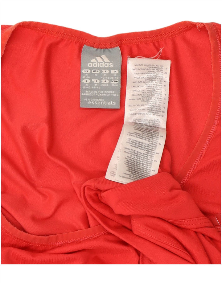 ADIDAS Mujer Climalite Camiseta Top UK 12/14 Medio Rojo Poliéster