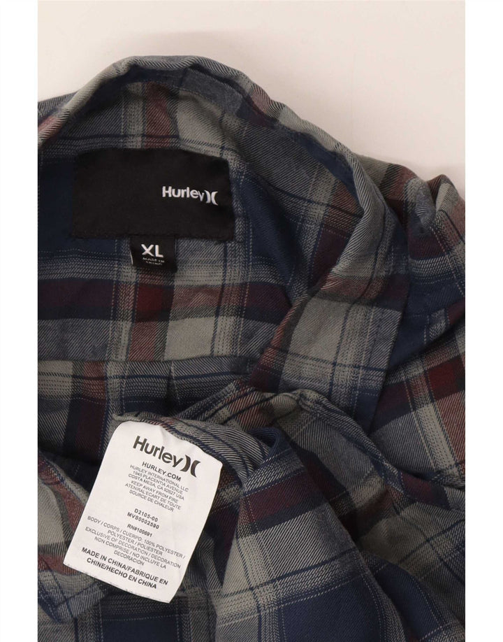 Camisa Hurley Hombre XL Azul Cuadros Poliéster