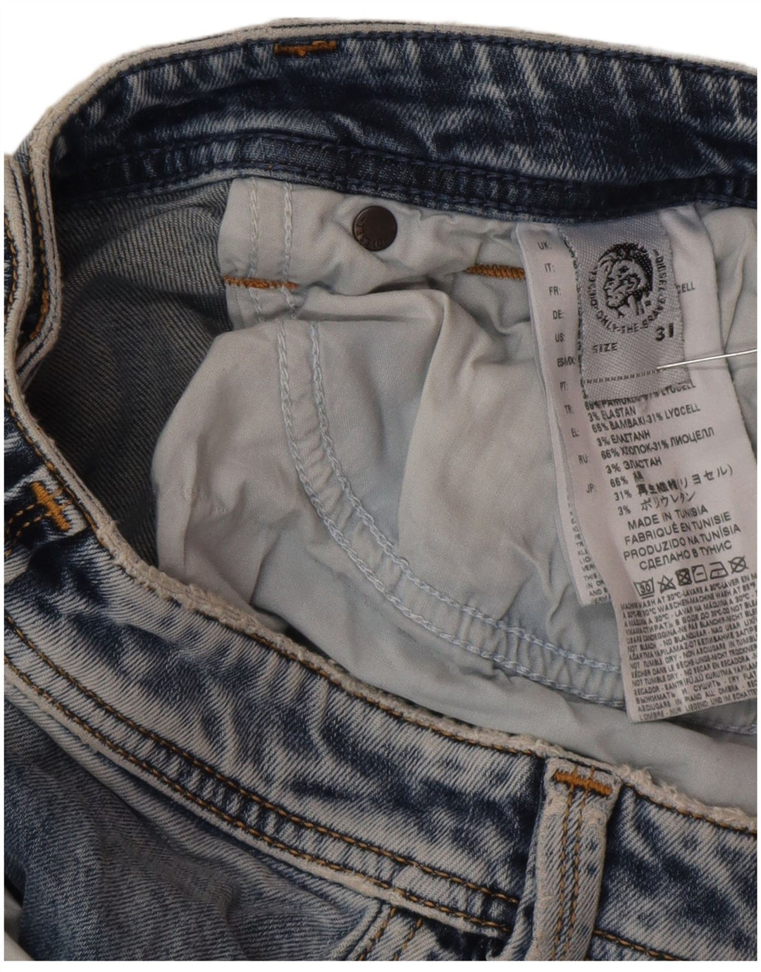 Diesel Vaqueros Rectos Hombre W31 L27 Algodón Azul