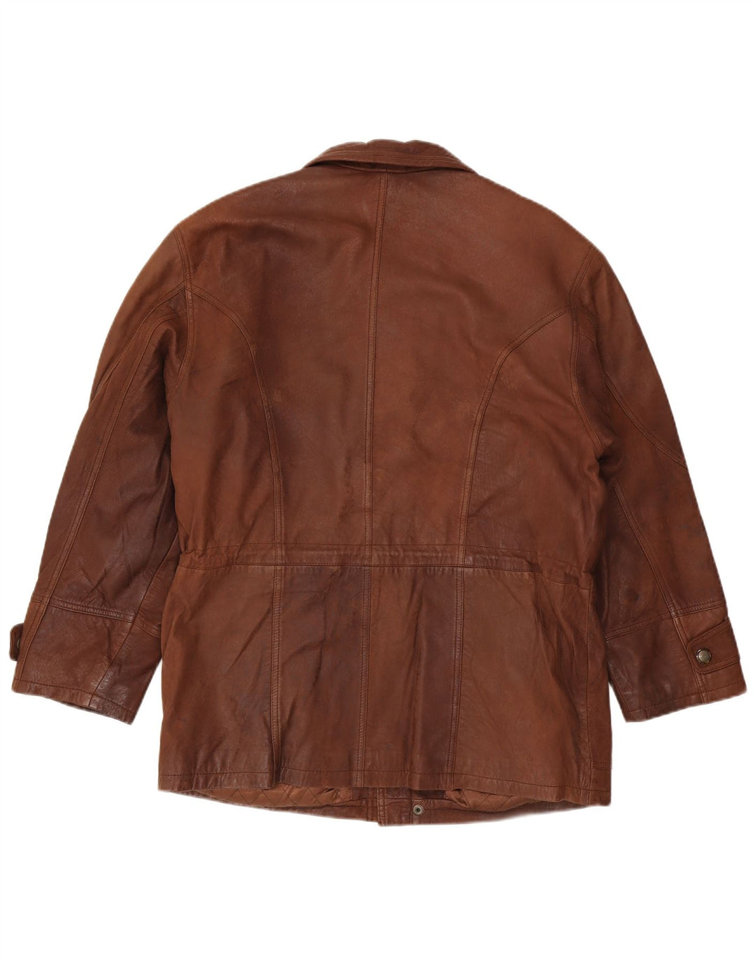 Chaqueta de cuero vintage para hombre IT 50 marrón grande