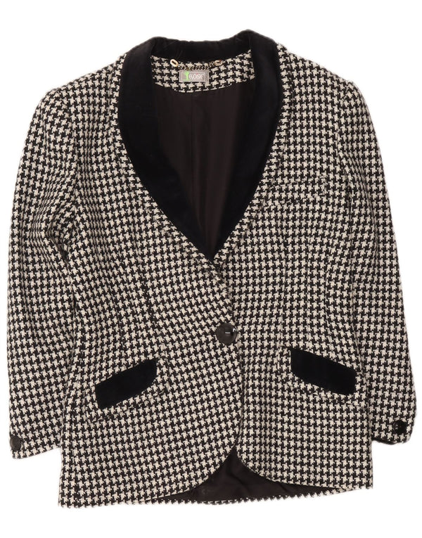 Egoiste Chaqueta Blazer para Mujer UK 44 Mediana Negra Pata de Gallo Clásica