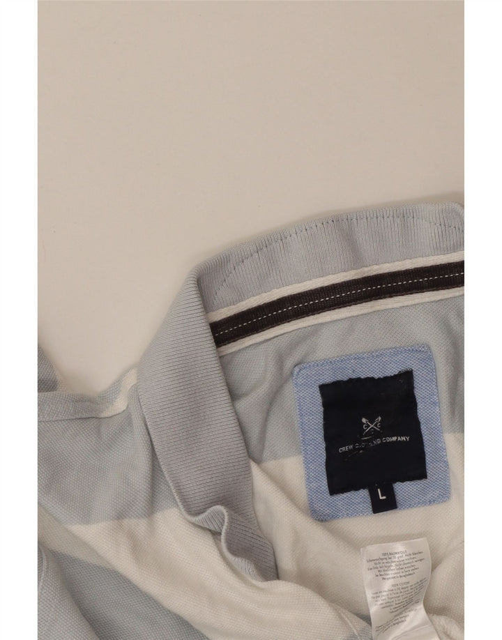 CREW CLOTHING Polo para hombre de algodón a rayas azules grandes