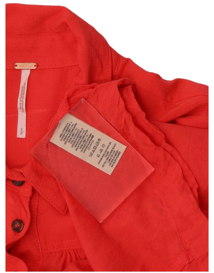 Vintage mujer oversize pullover camisa vestido Reino Unido 10 pequeño rojo spandex