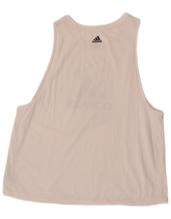 Adidas Mujer Gráfico Chaleco Top UK 16/18 Grande Blanco Algodón