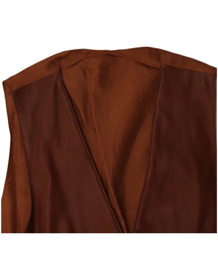 VINTAGE Chaleco de cuero para hombre Cuero marrón grande