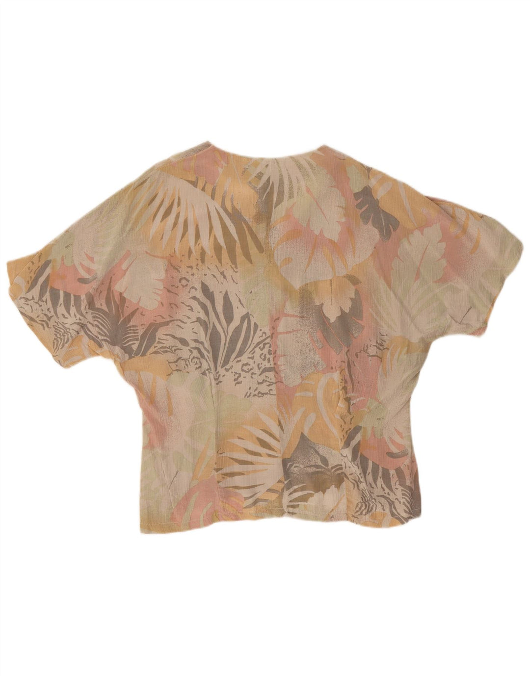 Style&Co Blusa de manga corta para mujer IT 46 Large Beige Floral Viscosa