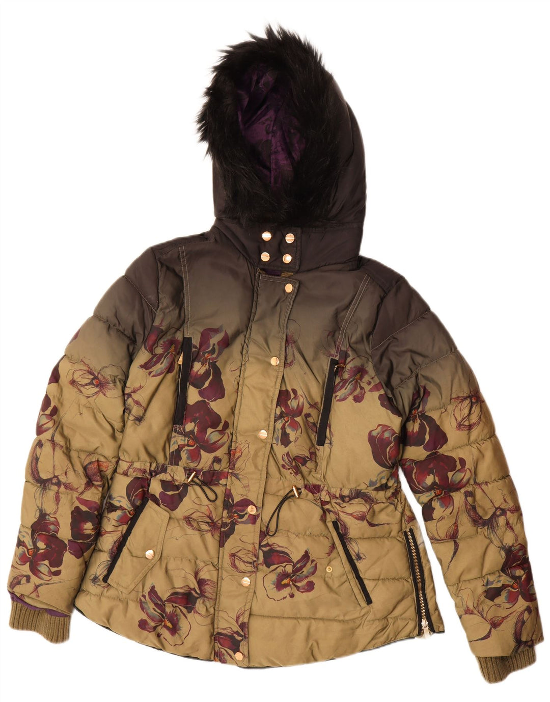 Desigual Mujer Chaqueta Acolchada Extragrande Con Gráfico EU 46 XL Multicolor