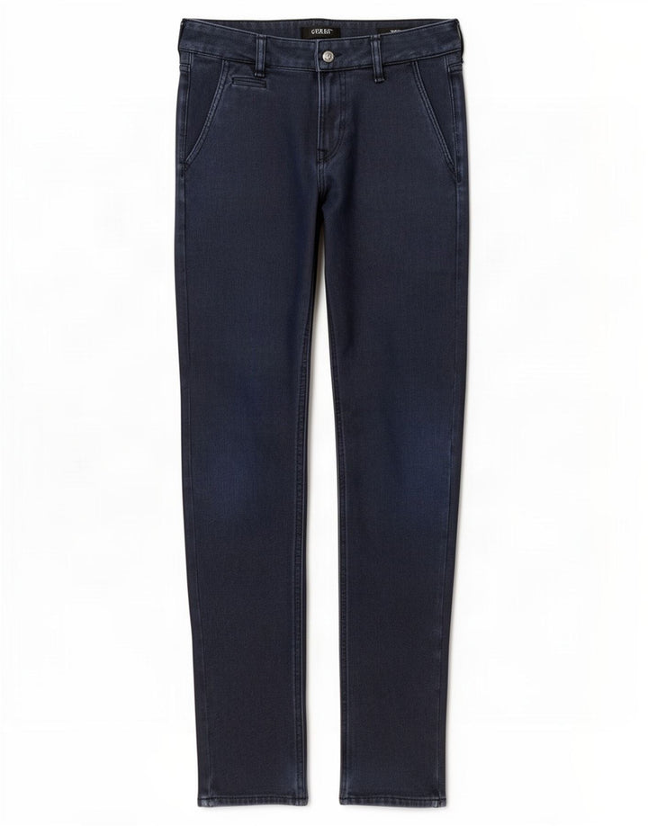 Guess Pantalón chino slim para hombre W29 L32 Poliéster azul marino