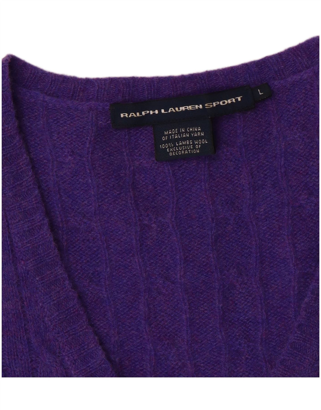 Ralph Lauren - Jersey con cuello en V para mujer, talla 40, talla grande, color morado