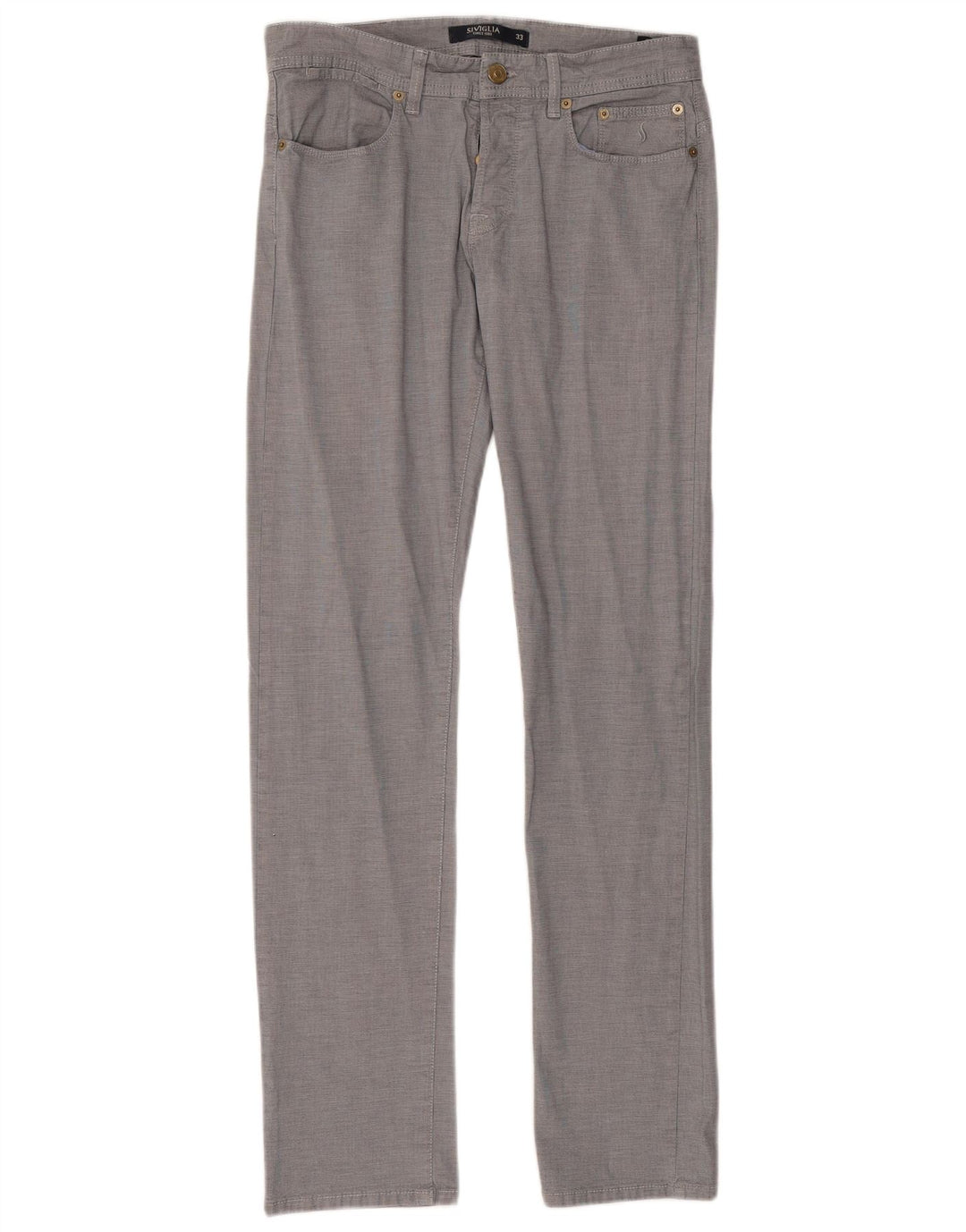 SIVIGLIA Pantalón Casual Recto Mujer W33 L33 Algodón A Cuadros Azul