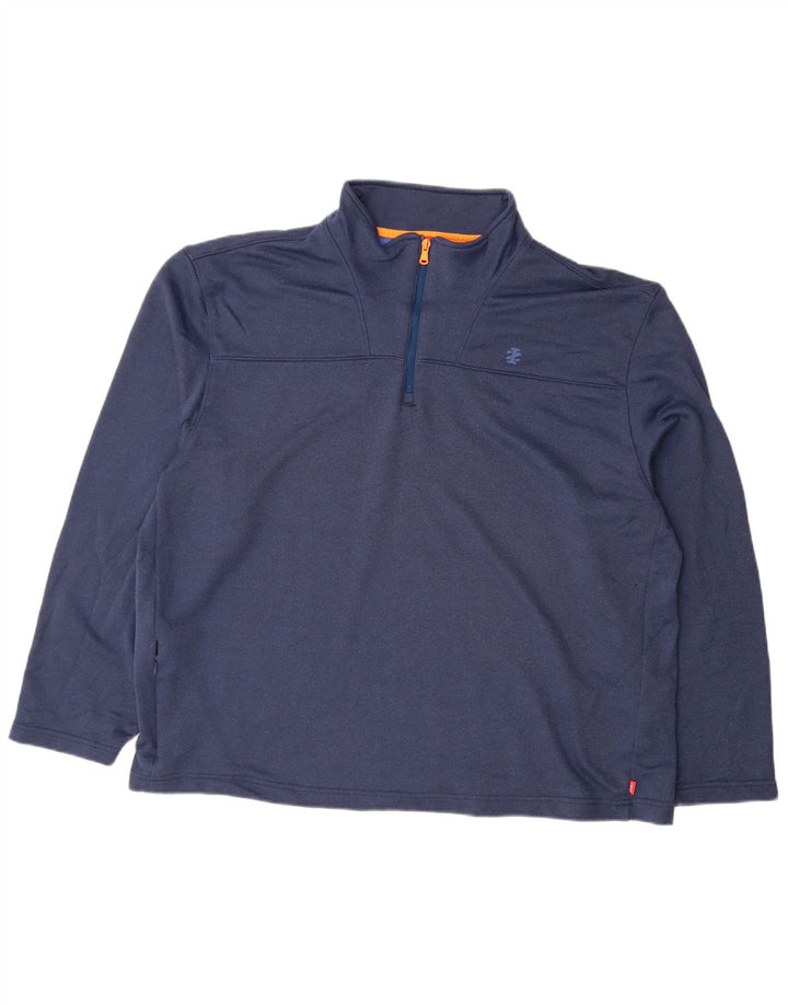 Izod Mens Zip Neck Sudadera Jumper 2XL Azul Marino Poliéster