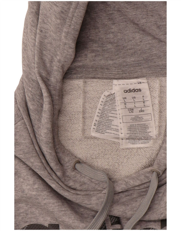 ADIDAS Mens Graphic Hoodie Jumper Large Grey Polyester