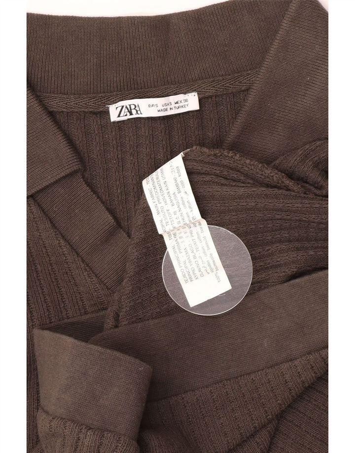 Zara Polo Hombre Small Marrón Algodón