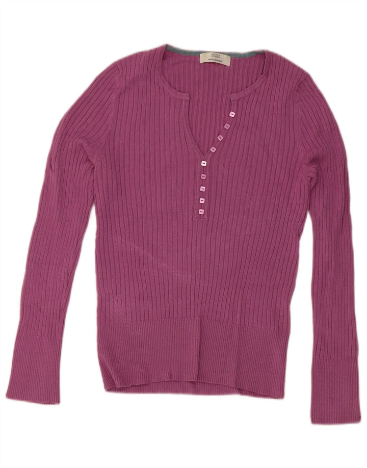Marks & Spencer Suéter con Cuello en V para Mujer UK 42 Viscosa Rosa Mediana