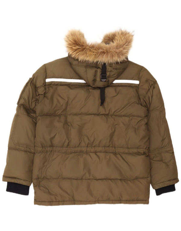 Geox Hombre Respira Chaqueta Acolchada Con Capucha UK 42 XL Poliamida Caqui