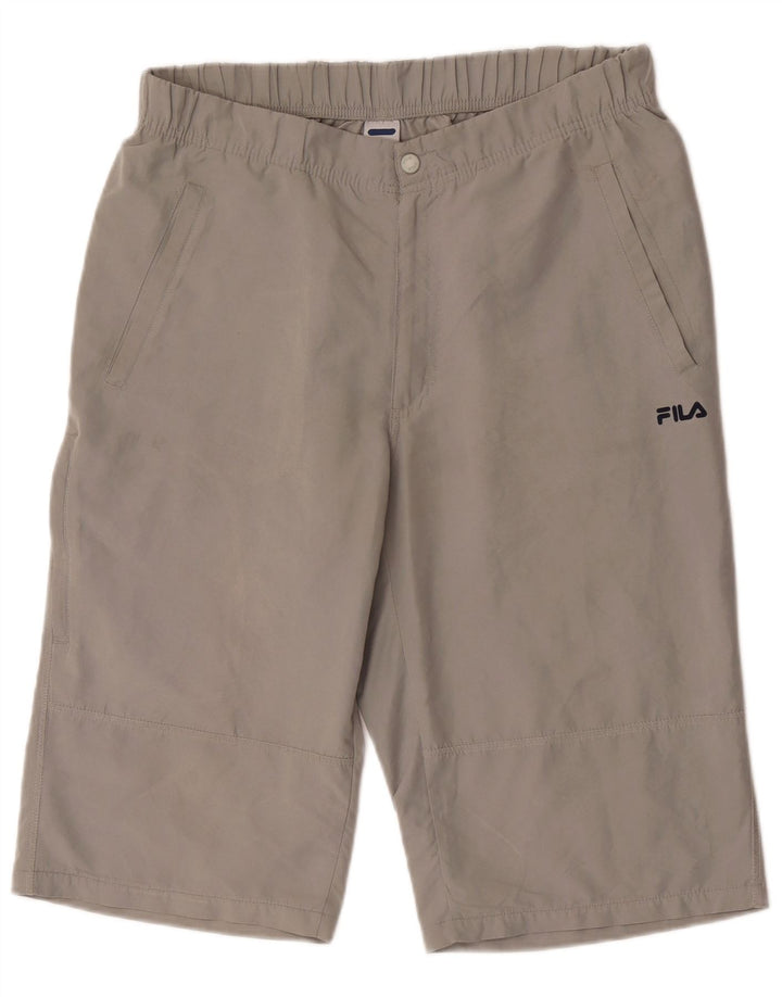 Fila Bermudas para hombre, talla grande, W34, poliéster gris