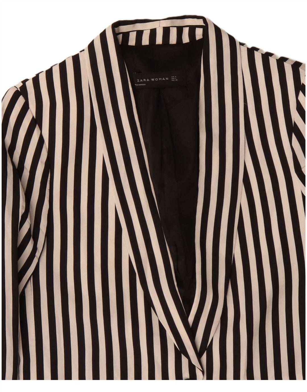 ZARA Chaqueta tipo blazer de 1 botón para mujer UK 40 Mediana Poliéster a rayas negras