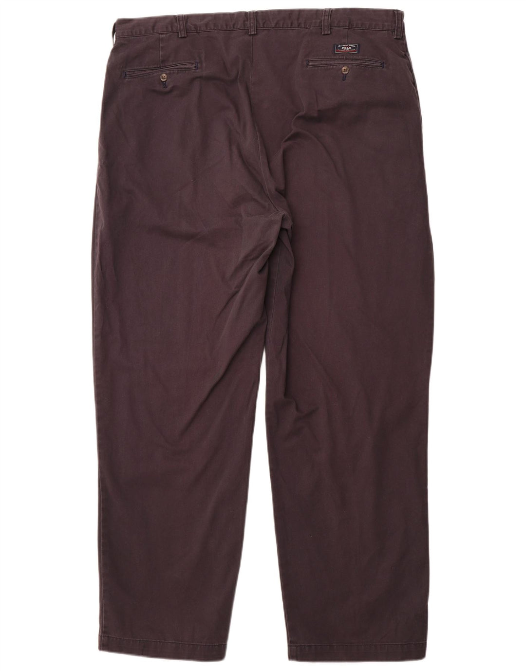 POLO RALPH LAUREN Pantalón chino con pinzas para hombre W42 L32 Algodón azul marino