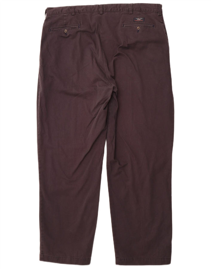 POLO RALPH LAUREN Pantalón chino con pinzas para hombre W42 L32 Algodón azul marino