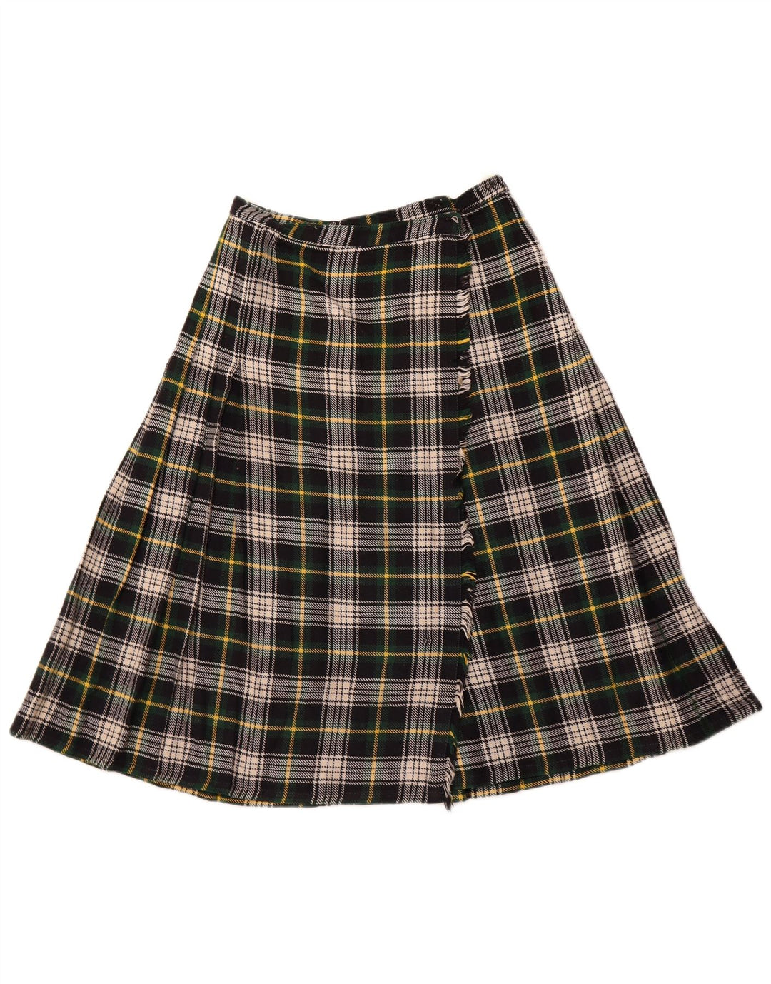 VINTAGE Falda cruzada para mujer W26 Pequeño cuadro verde