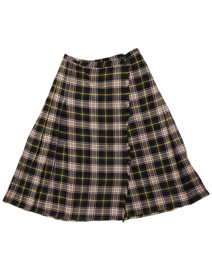 VINTAGE Falda cruzada para mujer W26 Pequeño cuadro verde