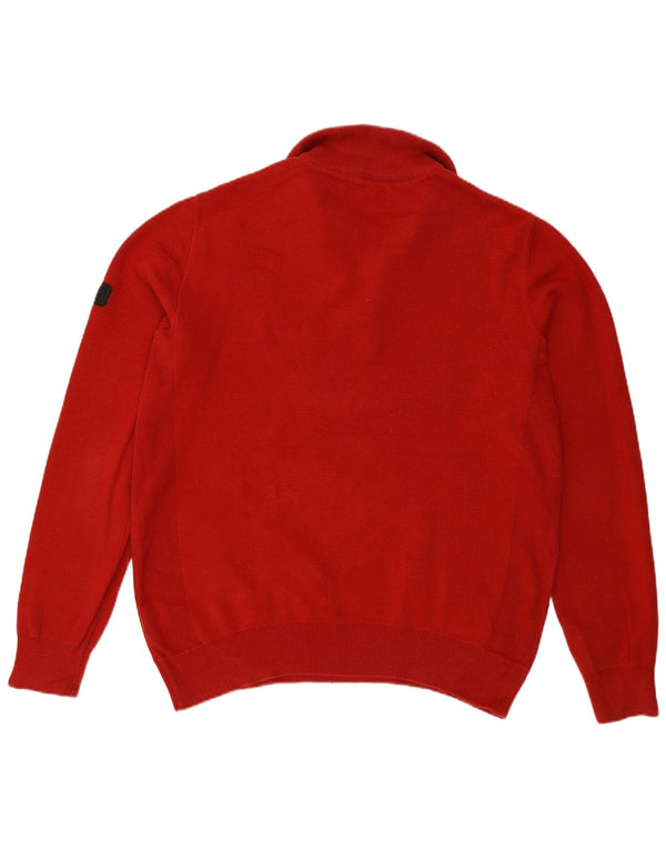 Barbour Hombre Cremallera Cuello Jersey Suéter Grande Algodón Borgoña