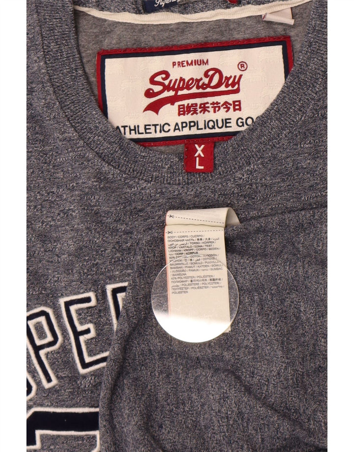 Superdry Hombre Camiseta Gráfica Top XL Algodón Gris