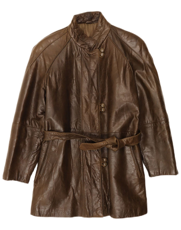 Abrigo de cuero vintage para mujer IT 42 Cuero marrón medio