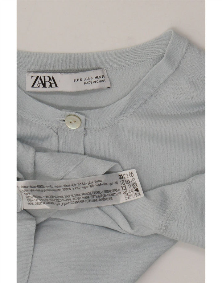 Zara Mujer Top Manga Larga UK 8 Small Viscosa Azul
