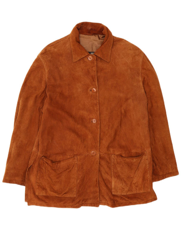 Vintage mujer chaqueta de ante IT 46 cuero marrón grande