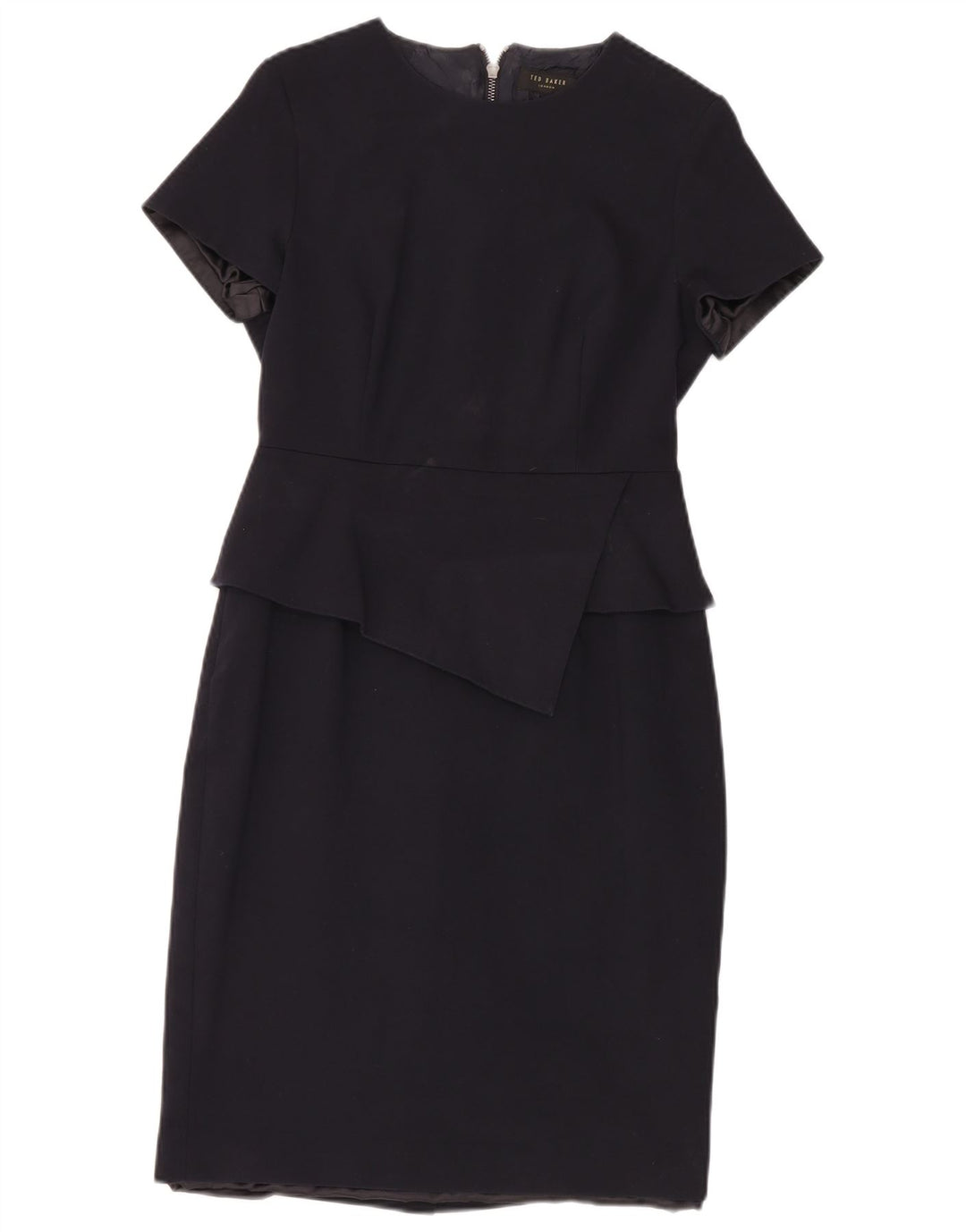 Ted Baker Vestido Peplum para Mujer Talla 2 Pequeño Algodón Azul Marino