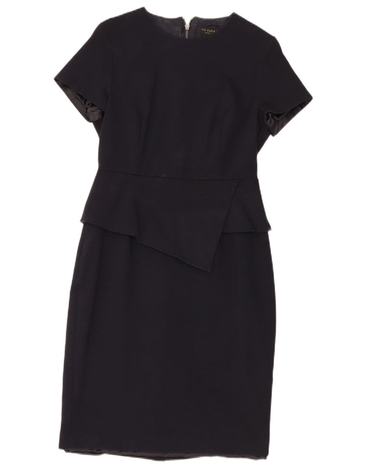 Ted Baker Vestido Peplum para Mujer Talla 2 Pequeño Algodón Azul Marino