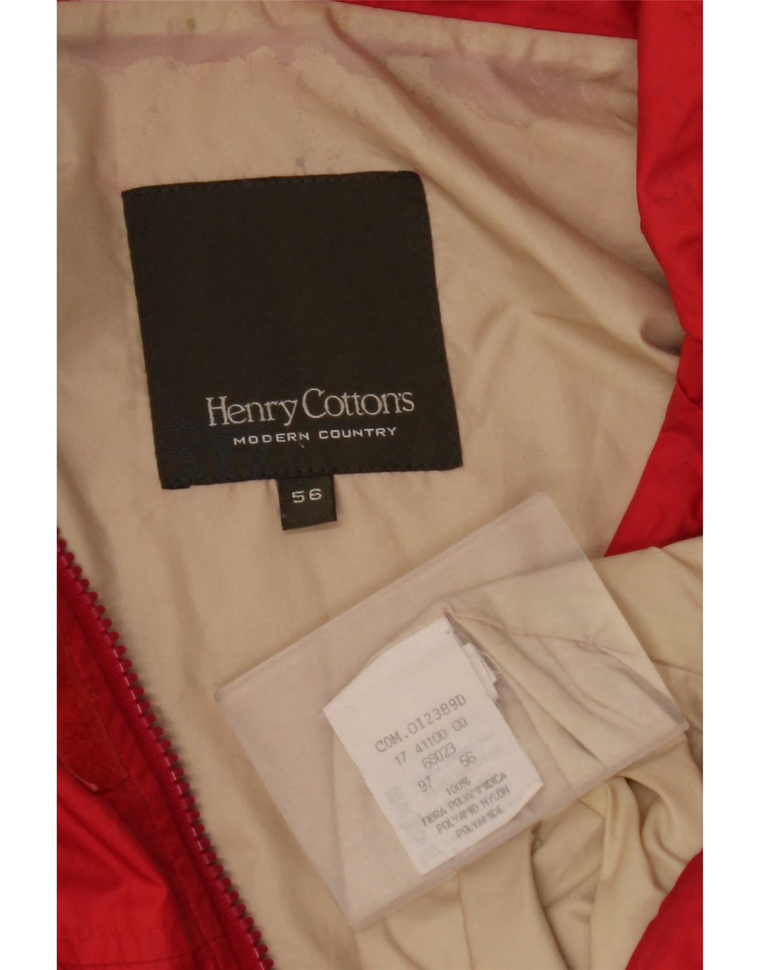 HENRY COTTONS Chaqueta impermeable con capucha para hombre IT 56 3XL Poliamida roja