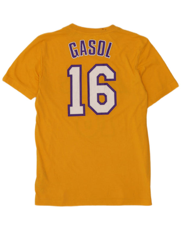 ADIDAS Camiseta gráfica de Los Angeles Lakers para hombre Top de algodón amarillo medio