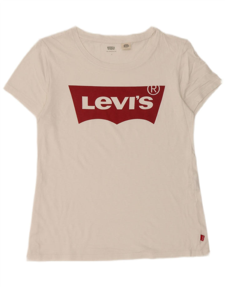LEVI'S Camiseta gráfica para mujer Top UK 10 Small White