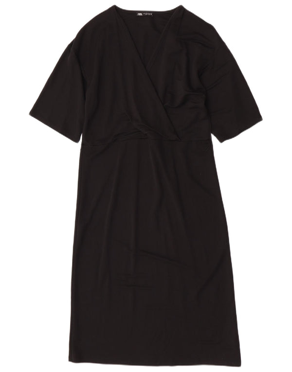Zara Vestido recto para mujer UK 40 Small Viscosa negra