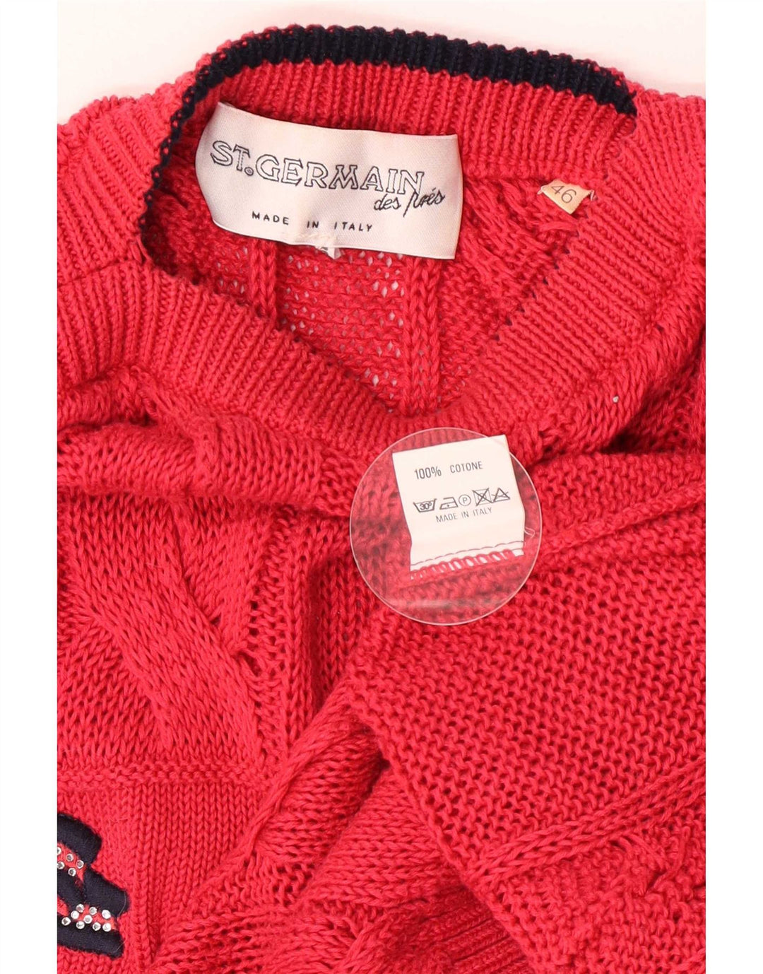 St. Germain suéter gráfico para mujer con cuello barco IT 46 grande rojo clásico