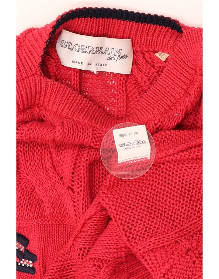 St. Germain suéter gráfico para mujer con cuello barco IT 46 grande rojo clásico