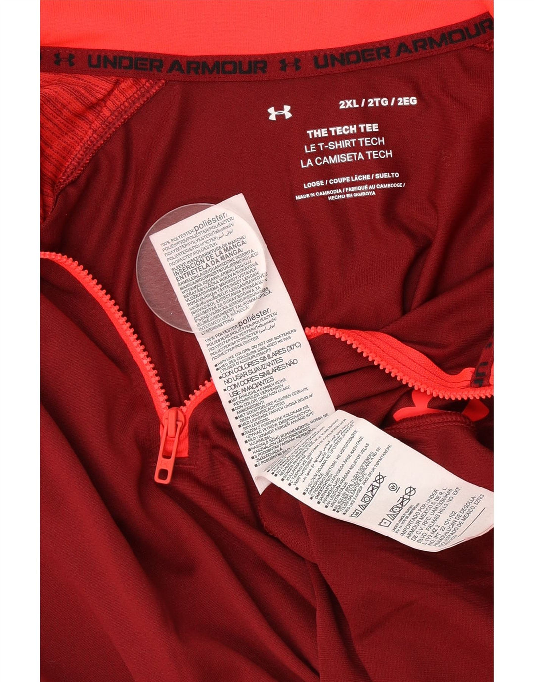 Under Armour Chándal con cremallera y cuello para hombre, talla 2XL, color rojo
