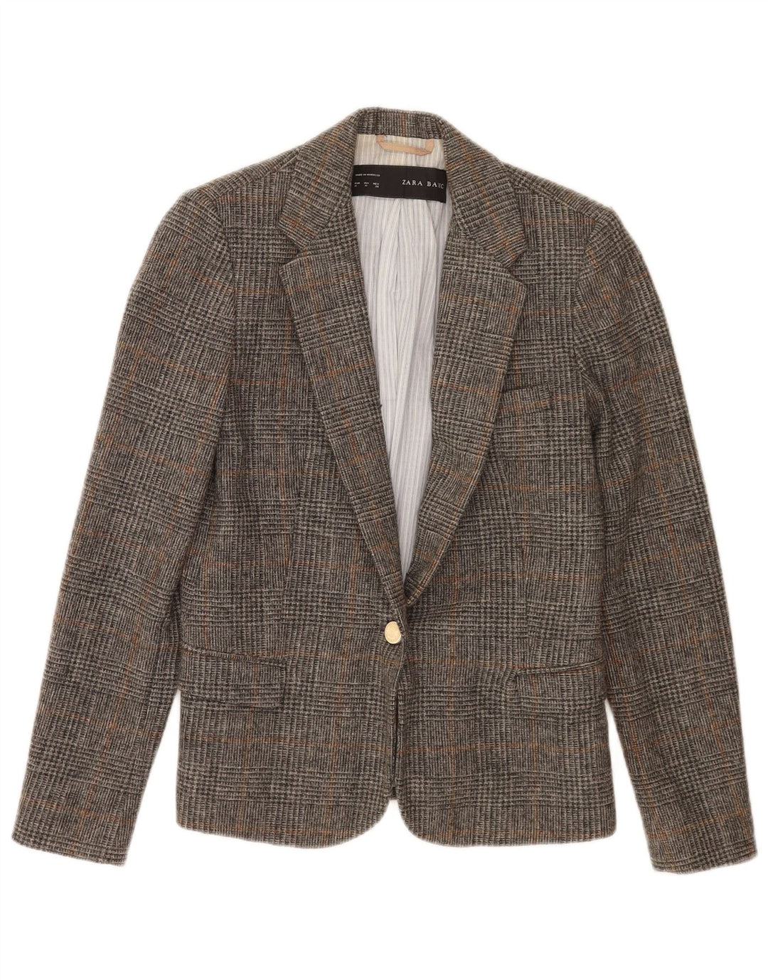 Zara Chaqueta Blazer De 1 Botón para Mujer Reino Unido 42 Cuadros Gris Medio