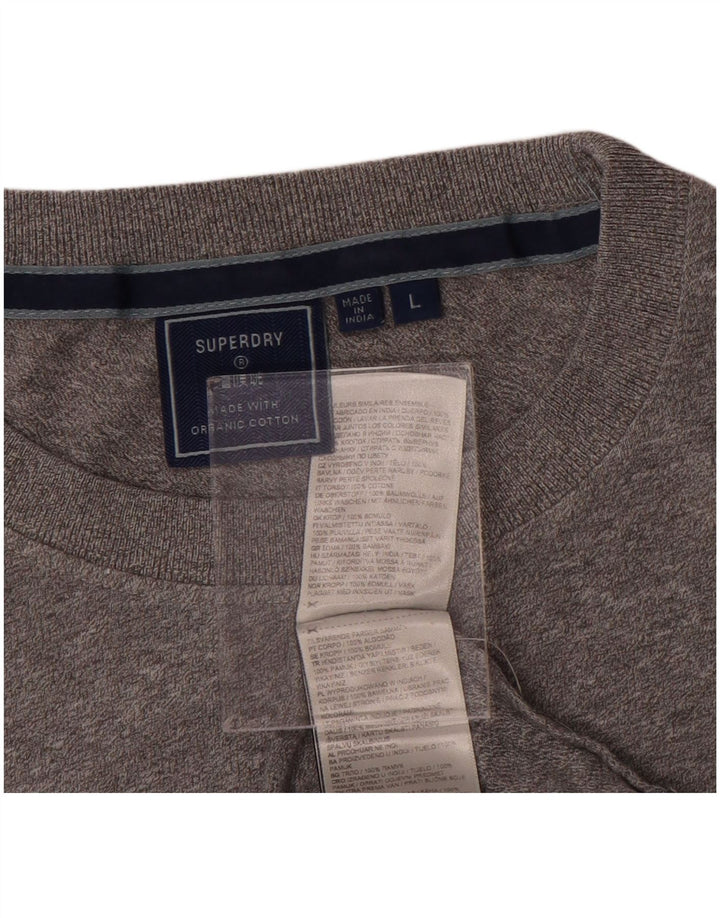 Superdry Camiseta para mujer Top UK 46 Large Gris Moteado Algodón