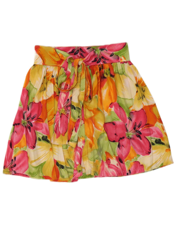 Vintage mujer mini falda envolvente mediana W28 multicolor floral