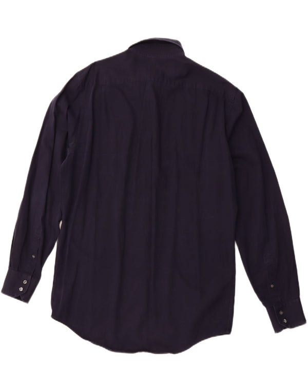 LACOSTE Camisa de corte regular para hombre Talla 41 Algodón azul marino mediano